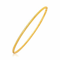 14k Yellow Gold Thin Textured Stackable Bangle (3.00 mm) | - Forever in Harmony