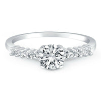 14k White Gold Shared Prong Accent Diamond Engagement Ring - Forever in Harmony