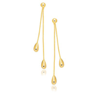 14k Yellow Gold Double Drop Long Earrings - Forever in Harmony