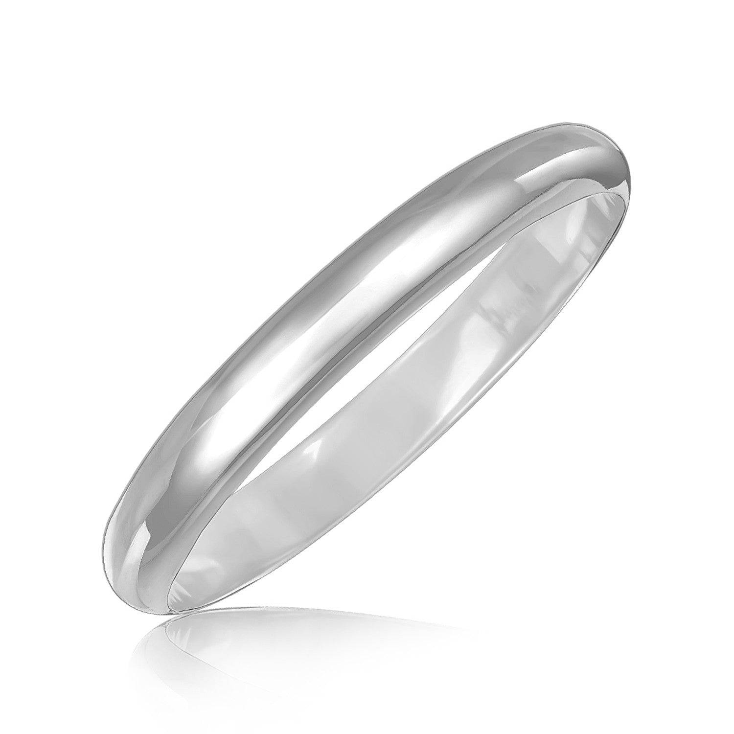 Sterling Silver Dome Style Bangle with Rhodium Plating (9.00 mm) |