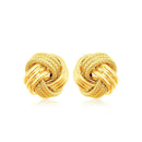 14k Yellow Gold Love Knot with Ridge Texture Earrings - Forever in Harmony