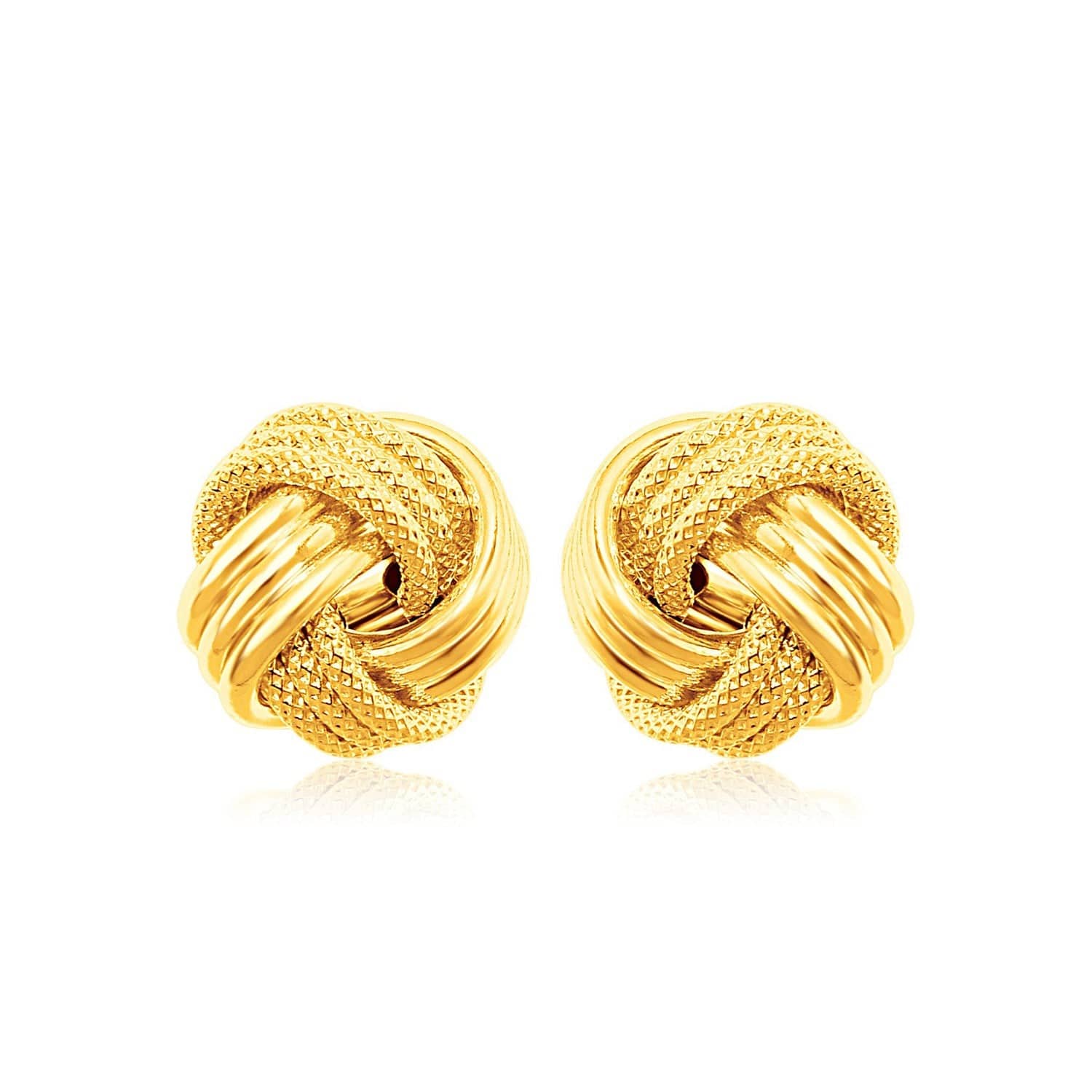 14k Yellow Gold Love Knot with Ridge Texture Earrings - Forever in Harmony