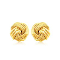 14k Yellow Gold Love Knot with Ridge Texture Earrings - Forever in Harmony