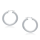 14k White Gold Polished Hoop Earrings (4x30mm) - Forever in Harmony