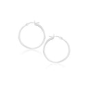 14k White Gold Polished Hoop Earrings (2x20mm) - Forever in Harmony