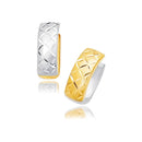 14k Two-Tone Gold Reversible Quilted Hinged Hoop Huggie Earrings - Forever in Harmony