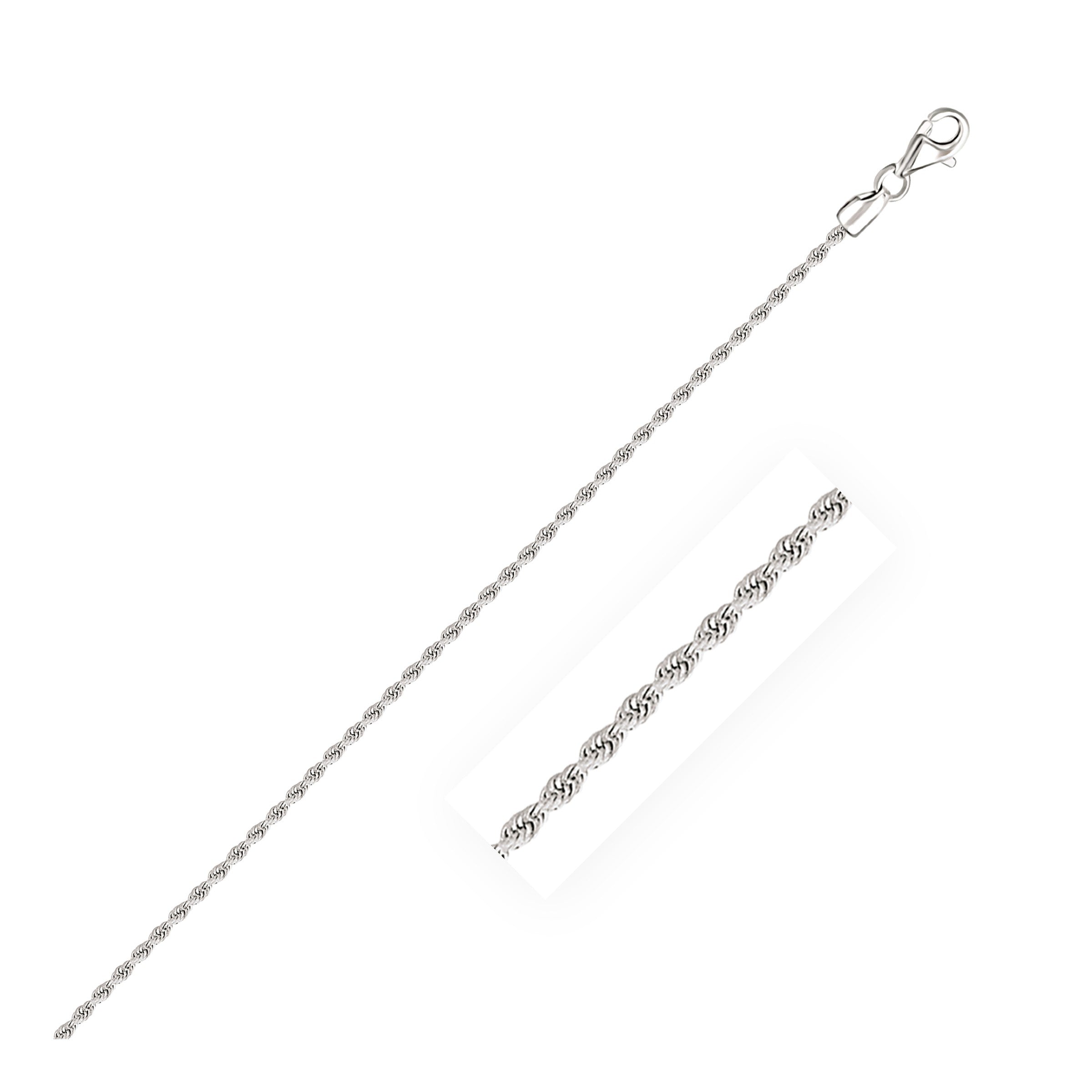 14k White Gold Solid Diamond Cut Rope Bracelet (1.80 mm) |