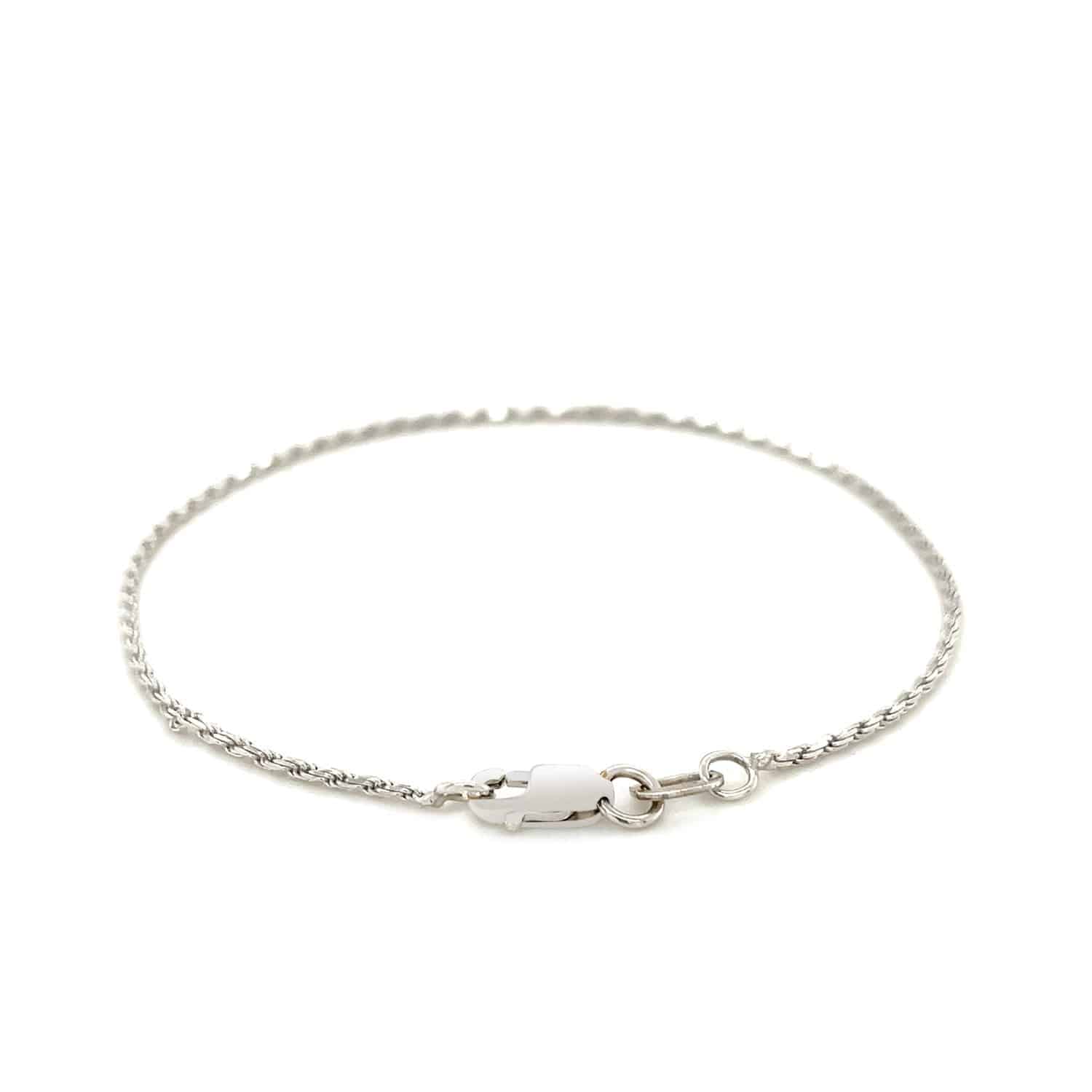 14k White Gold Solid Diamond Cut Rope Bracelet (1.80 mm) |