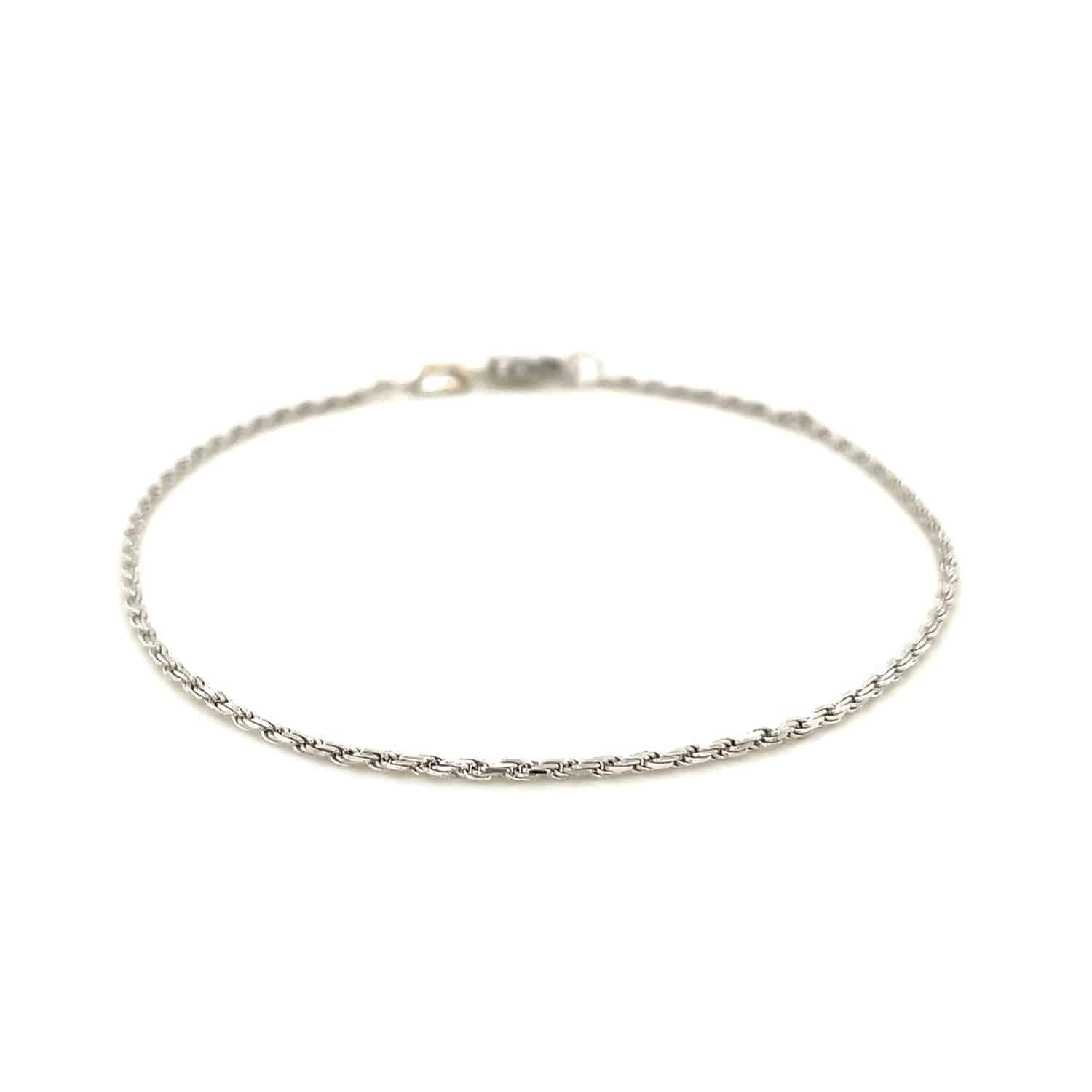 14k White Gold Solid Diamond Cut Rope Bracelet (1.80 mm) | - Forever in Harmony