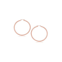 14k Rose Gold Polished Hoop Earrings (3x15mm) - Forever in Harmony