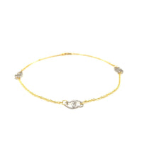 14k Two Tone Gold Entwined Heart Stationed Anklet - Forever in Harmony