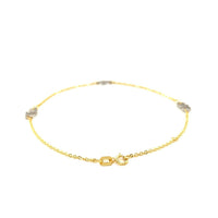 14k Two Tone Gold Entwined Heart Stationed Anklet - Forever in Harmony