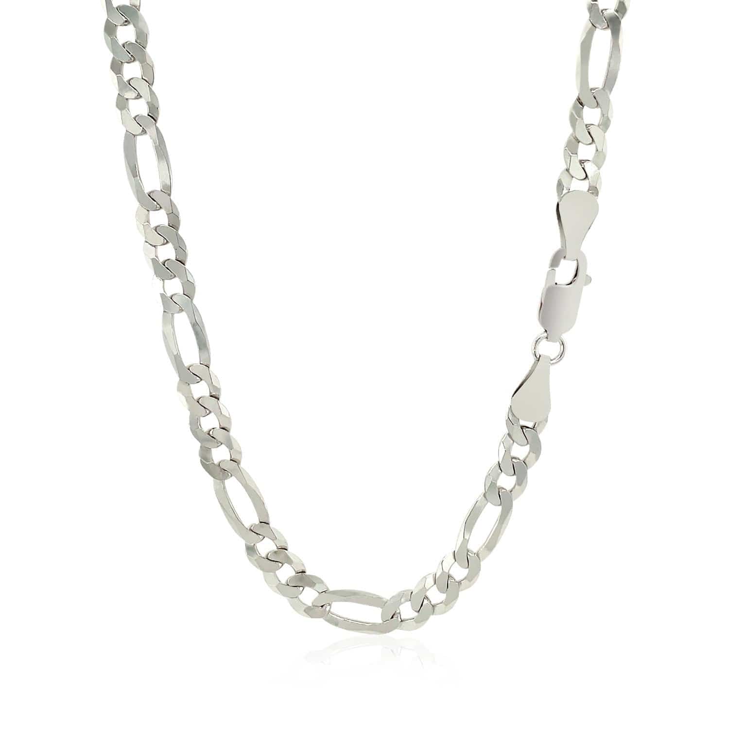 Rhodium Plated Sterling Silver Figaro Style Chain (5.40 mm) - Forever in Harmony