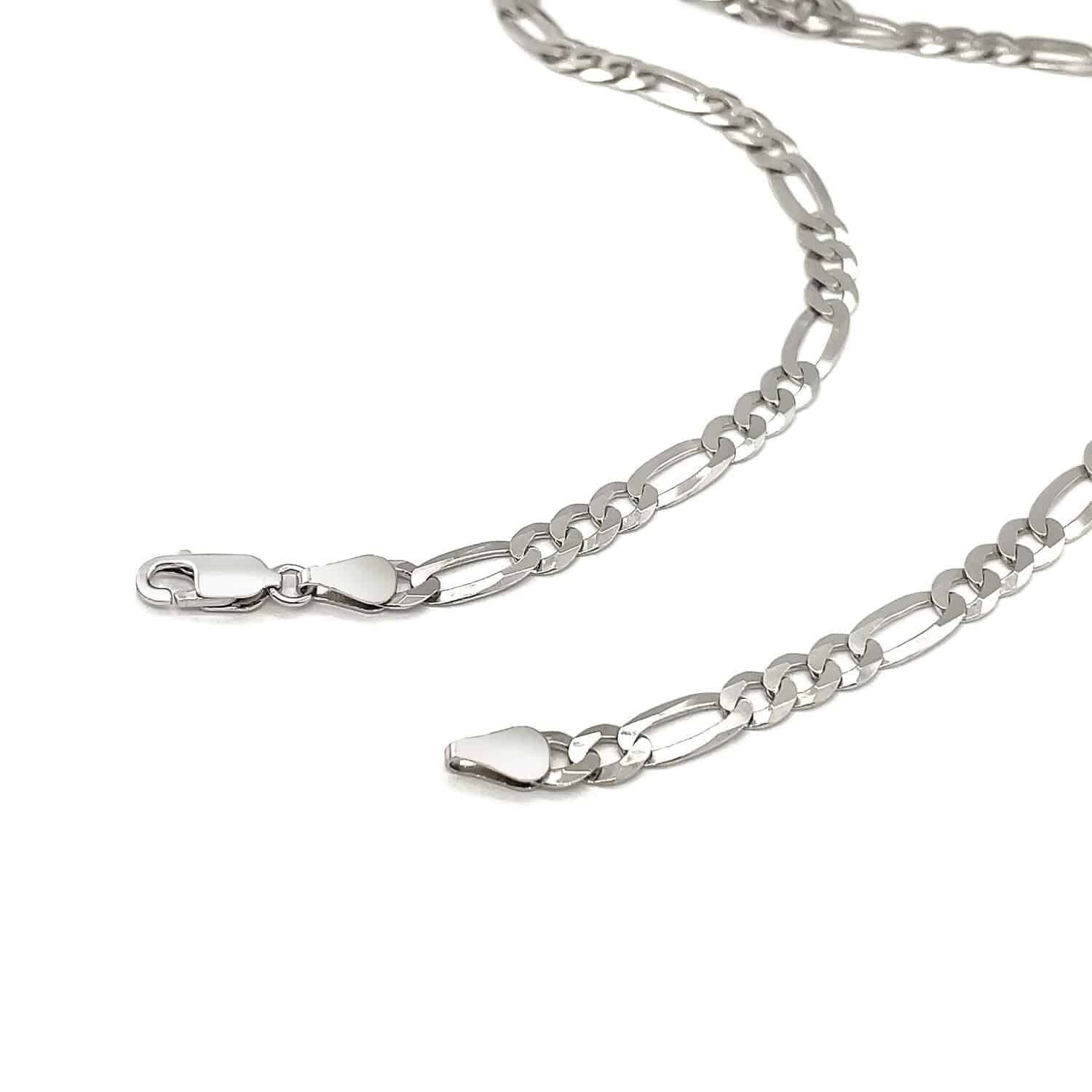 Rhodium Plated Sterling Silver Figaro Style Chain (5.40 mm) - Forever in Harmony