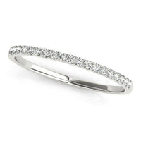 14k White Gold Slim Pave Set Diamond Wedding Band (1/8 cttw) - Forever in Harmony