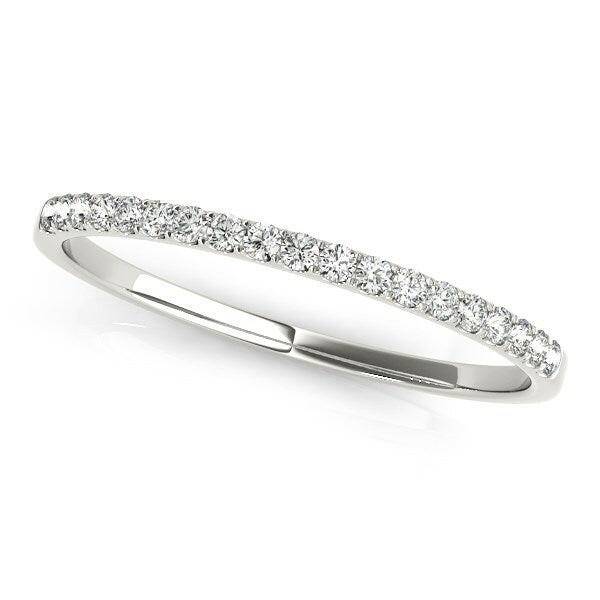 14k White Gold Slim Pave Set Diamond Wedding Band (1/8 cttw)