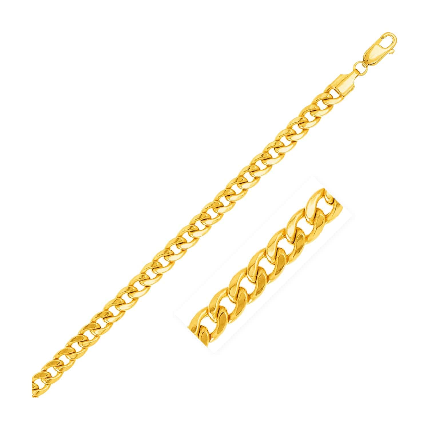 14k Yellow Gold Miami Cuban Semi Solid Bracelet (5.50 mm) |