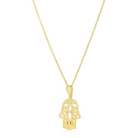 14k Yellow Gold High Polish Hamsa Amulet Necklace - Forever in Harmony