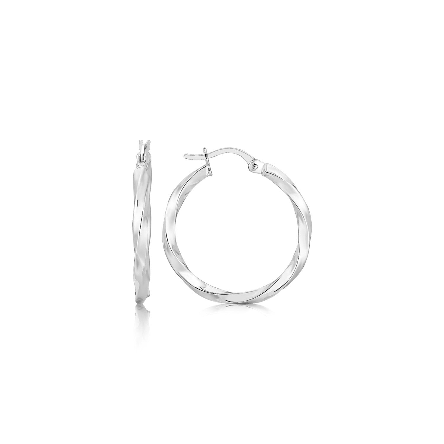 Sterling Silver Polished Spiral Motif Hoop Earrings(3x25mm) - Forever in Harmony