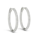 14k White Gold Diamond Hoop Double Sided Three Row Earrings (2 cttw) - Forever in Harmony