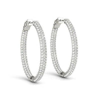 14k White Gold Diamond Hoop Double Sided Three Row Earrings (2 cttw) - Forever in Harmony