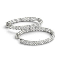 14k White Gold Diamond Hoop Double Sided Three Row Earrings (2 cttw) - Forever in Harmony