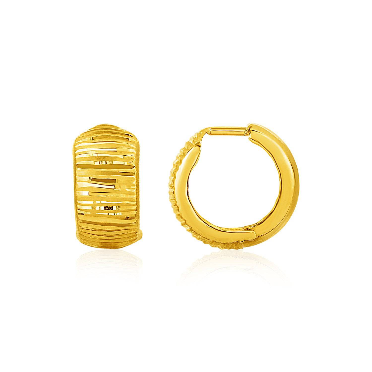 Reversible Textured and Smooth Snuggable Earrings in 10k Yellow Gold - Forever in Harmony