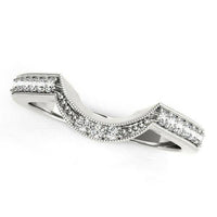 14k White Gold Round Diamond Curved Antique Wedding Band (1/4 cttw) - Forever in Harmony