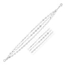 Sterling Silver Three Strand Mirror Link Bracelet (4.00 mm) | - Forever in Harmony