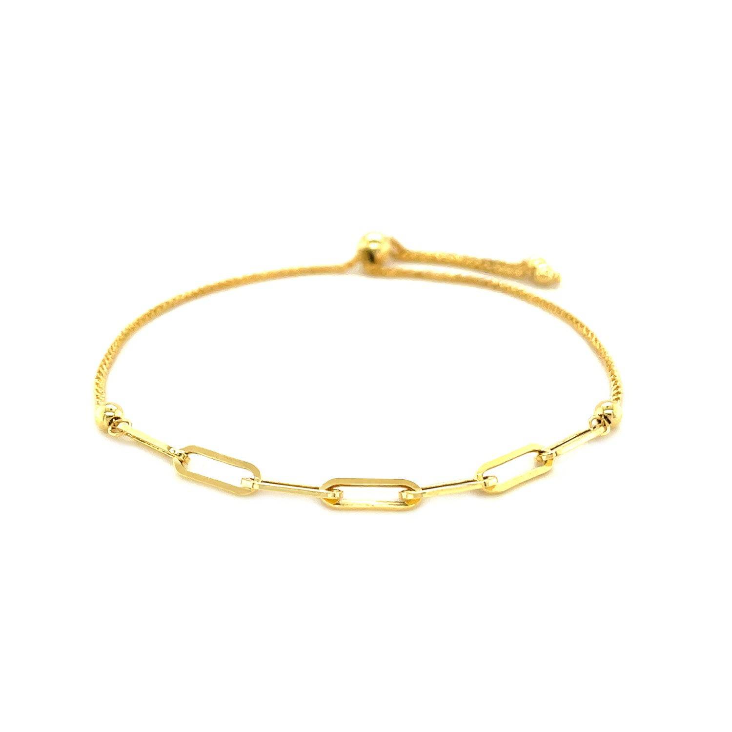 14K Yellow Gold Adjustable Bracelet with Paperclip Chain (1.00 mm) |