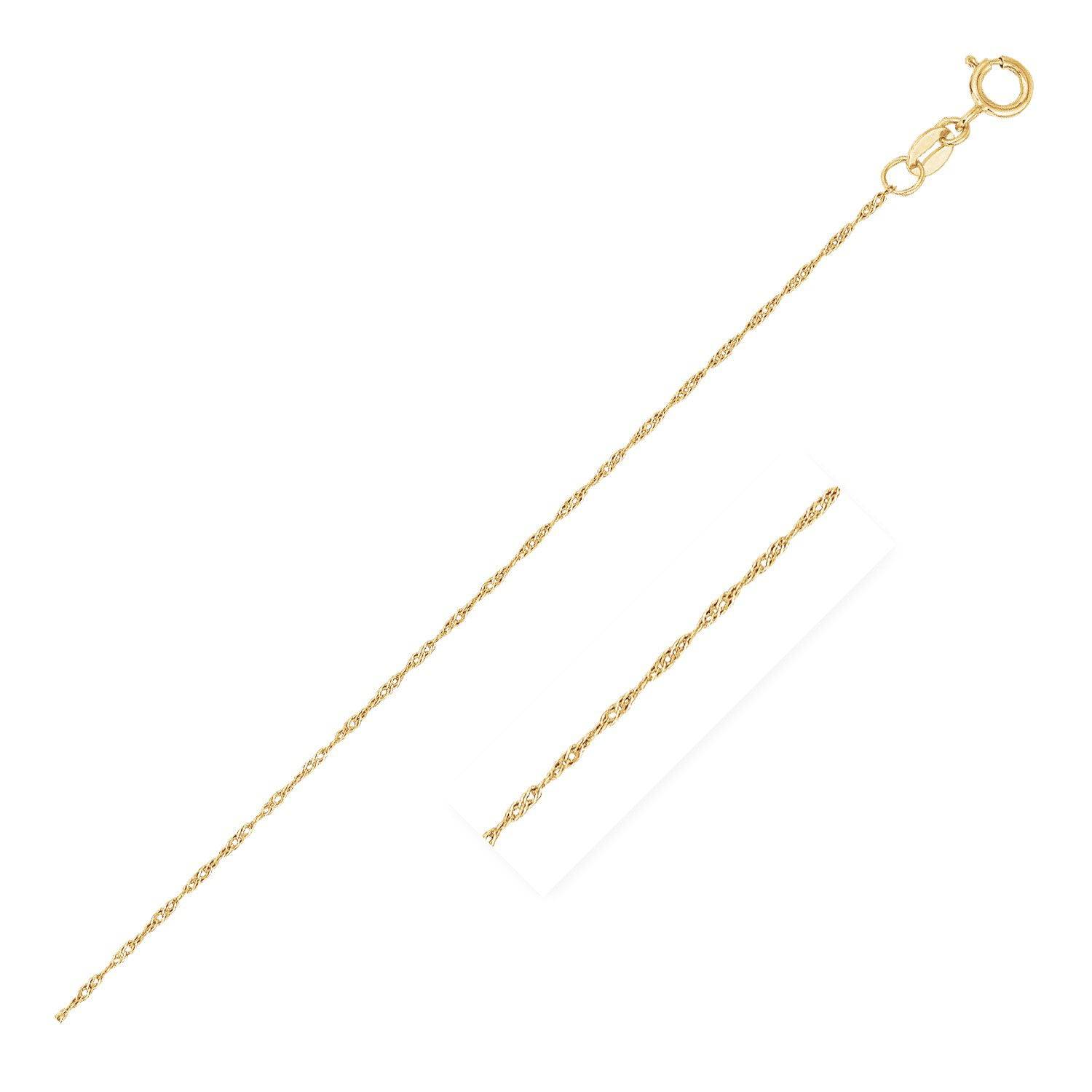 14k Yellow Gold Singapore Chain 0.6mm (0.60 mm) - Forever in Harmony