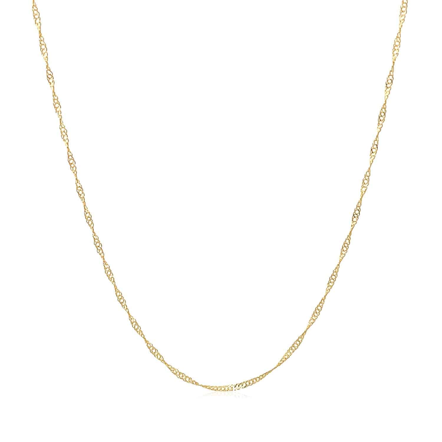 14k Yellow Gold Singapore Chain 0.6mm (0.60 mm) - Forever in Harmony