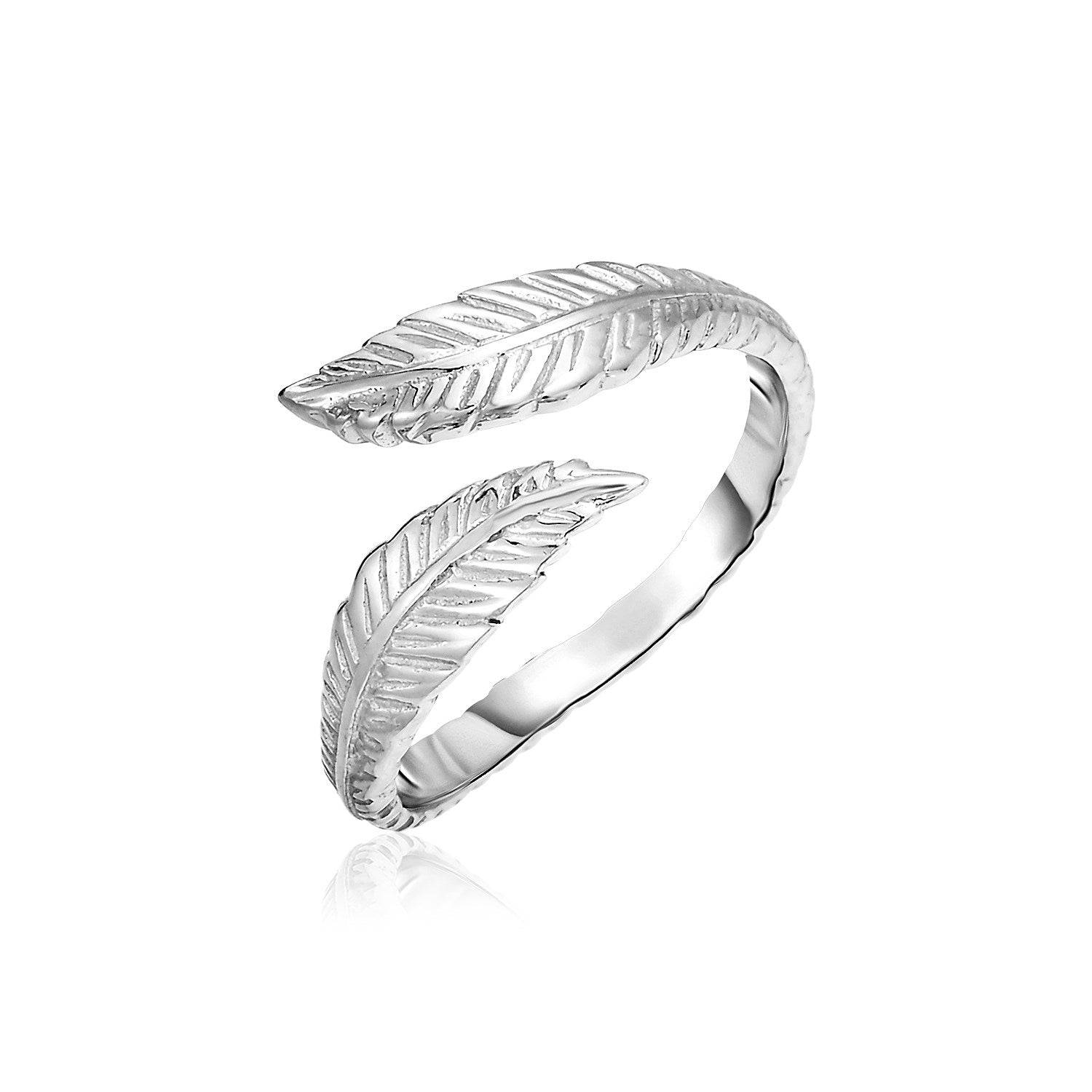 Sterling Silver Bypass Toe Ring with Leaves - Forever in Harmony