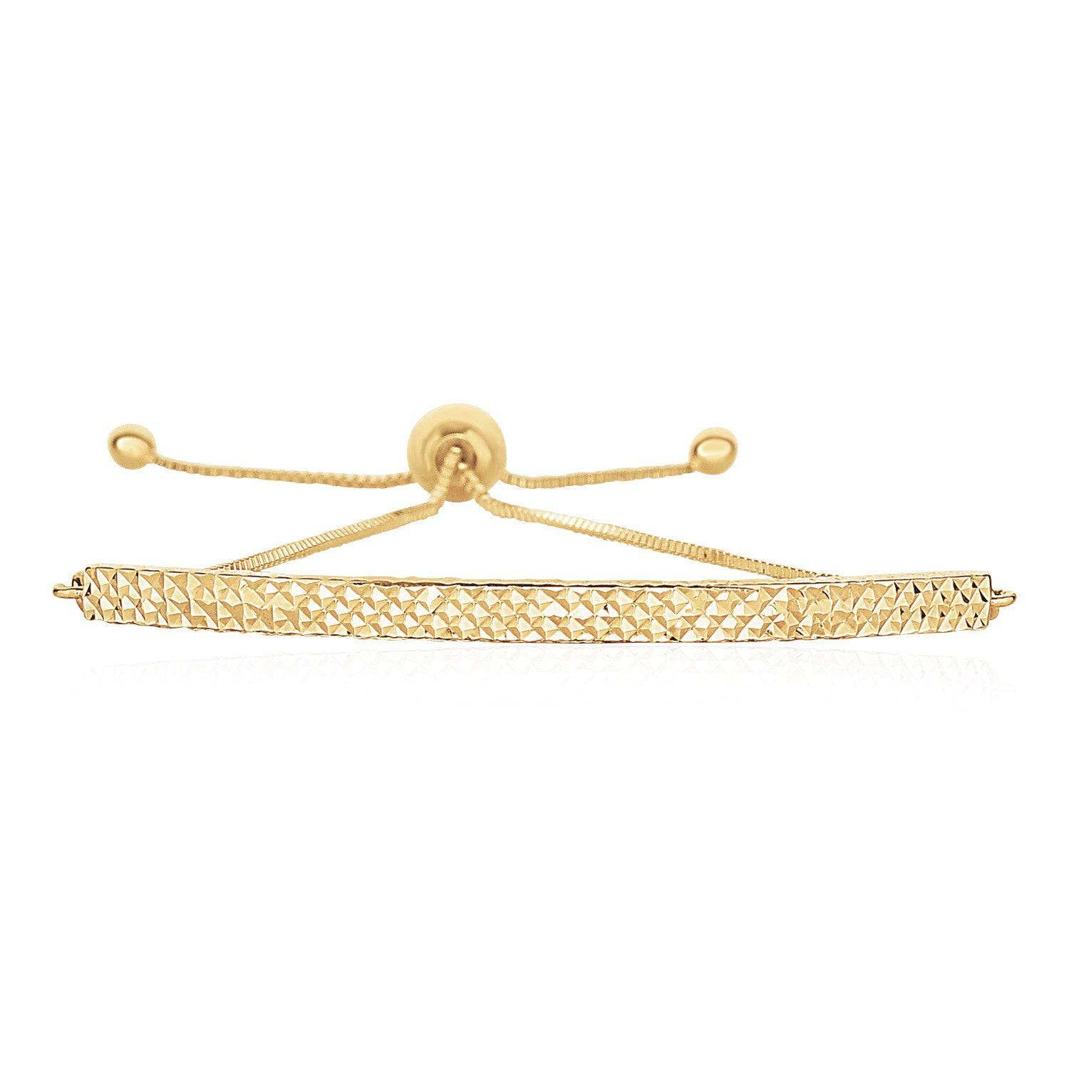 14k Yellow Gold Chain Bar Lariat Style Bracelet (1.00 mm) |