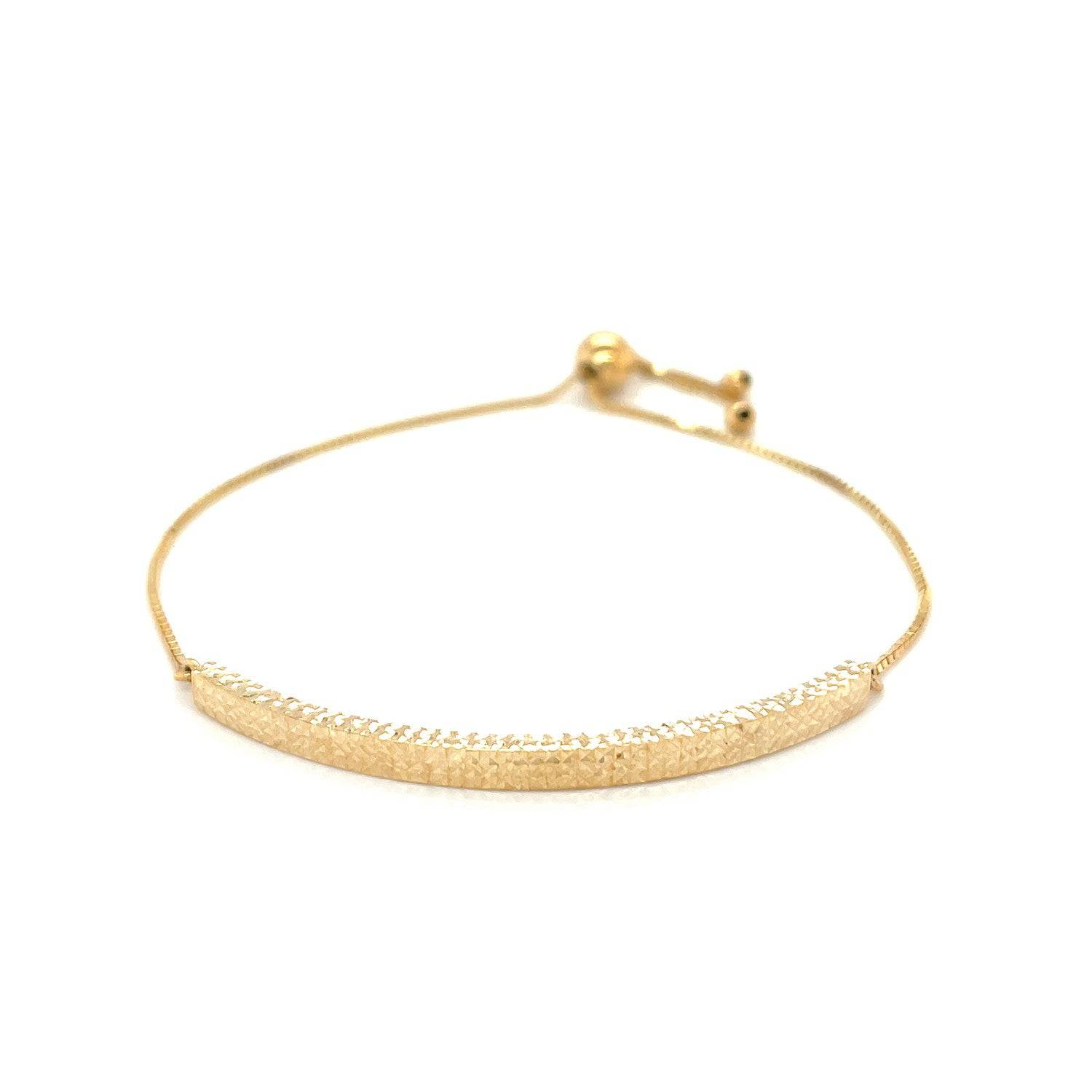 14k Yellow Gold Chain Bar Lariat Style Bracelet (1.00 mm) | - Forever in Harmony