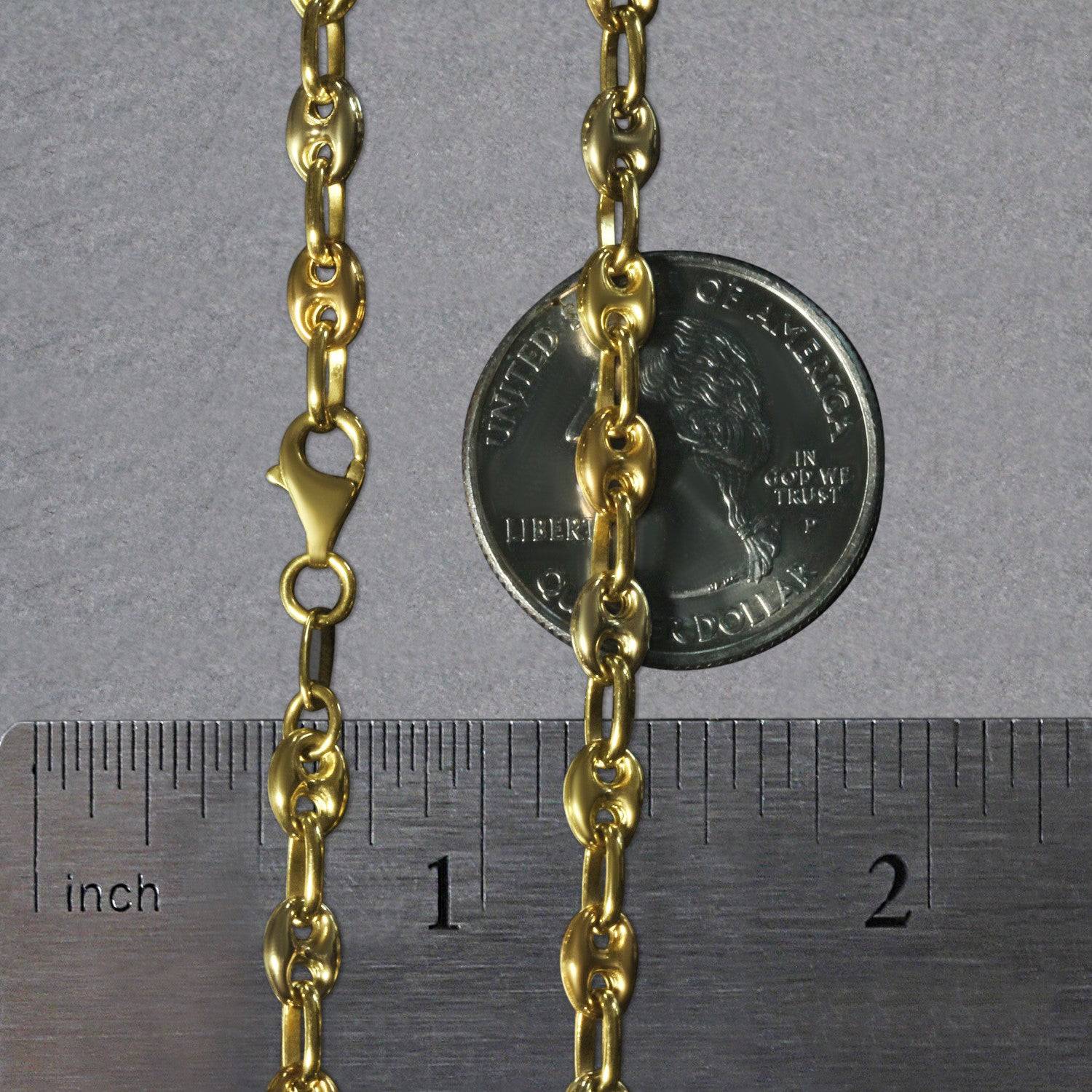 14k Tri Color Gold High Polish Puffed Mariner Link Chain (4.90 mm) - Forever in Harmony