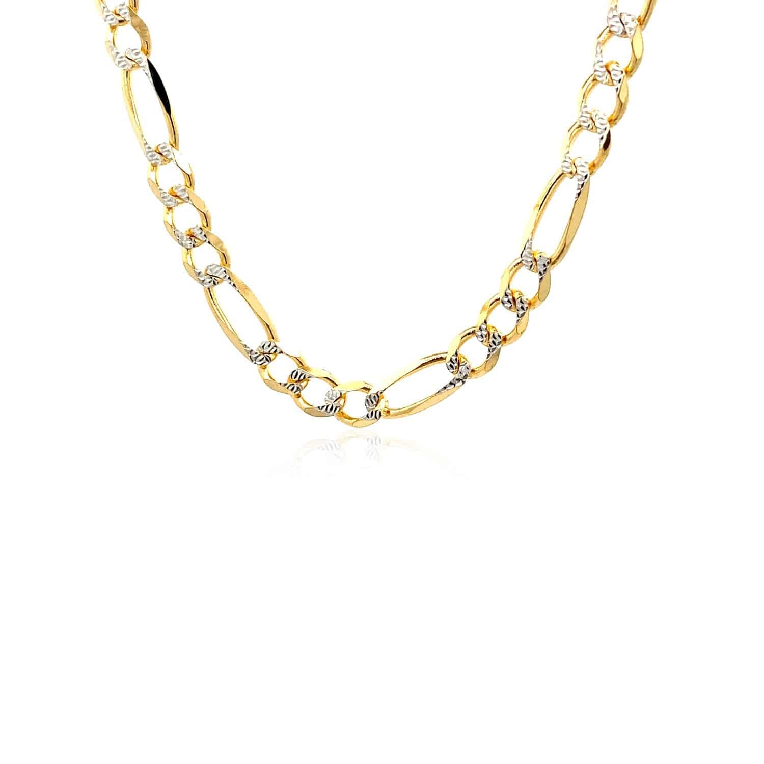 14K Yellow Gold Solid Pave Figaro Chain (5.90 mm) - Forever in Harmony