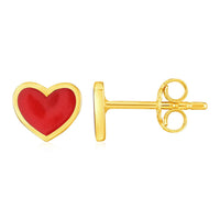 14k Yellow Gold and Enamel Red Heart Stud Earrings - Forever in Harmony