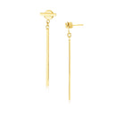 14k Yellow Gold Modern Disc and Bar Drop Earrings - Forever in Harmony