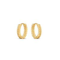 14k Yellow Gold Braided Huggie Hoops(3x12mm) - Forever in Harmony