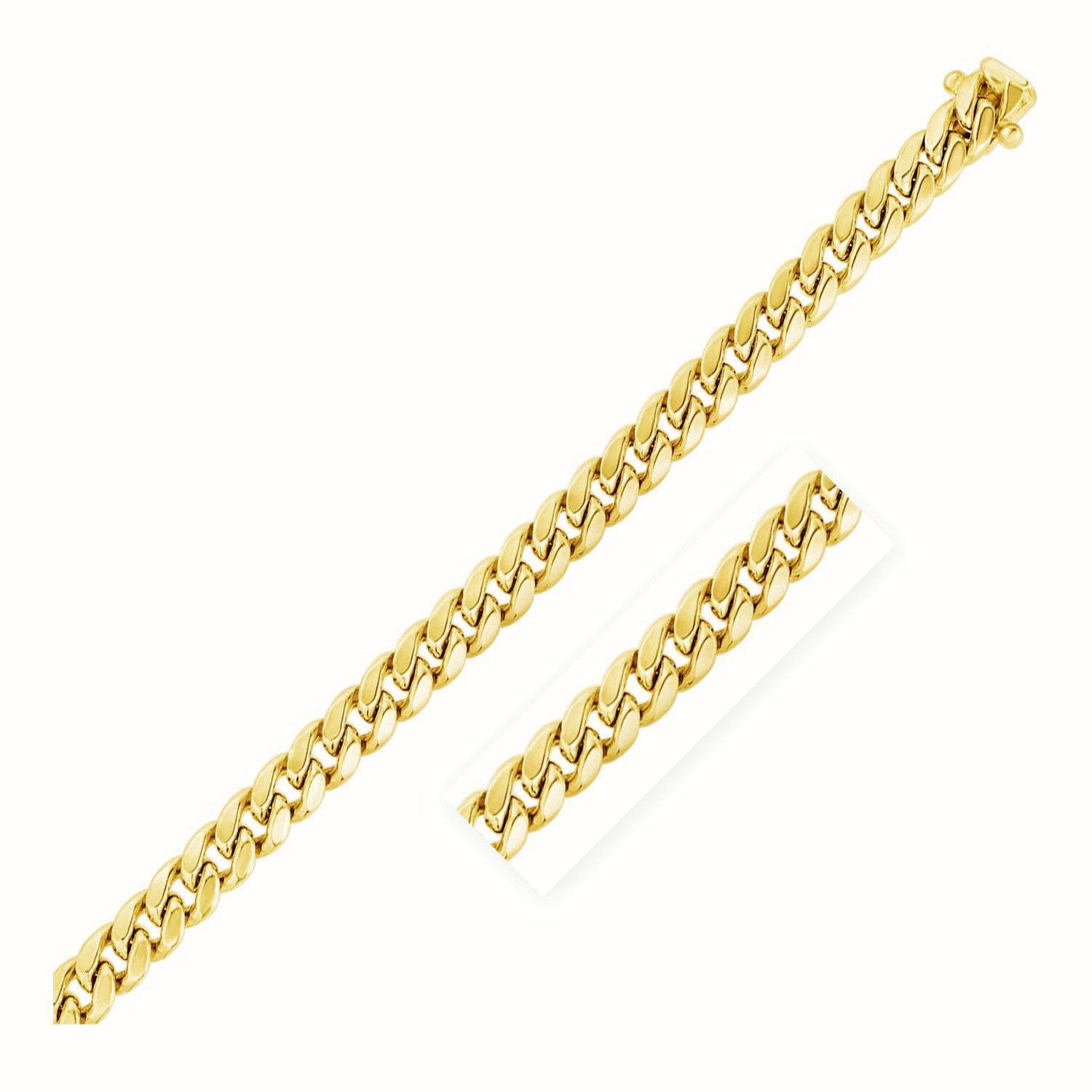 7.25mm 10k Yellow Gold Semi Solid Miami Cuban Chain |