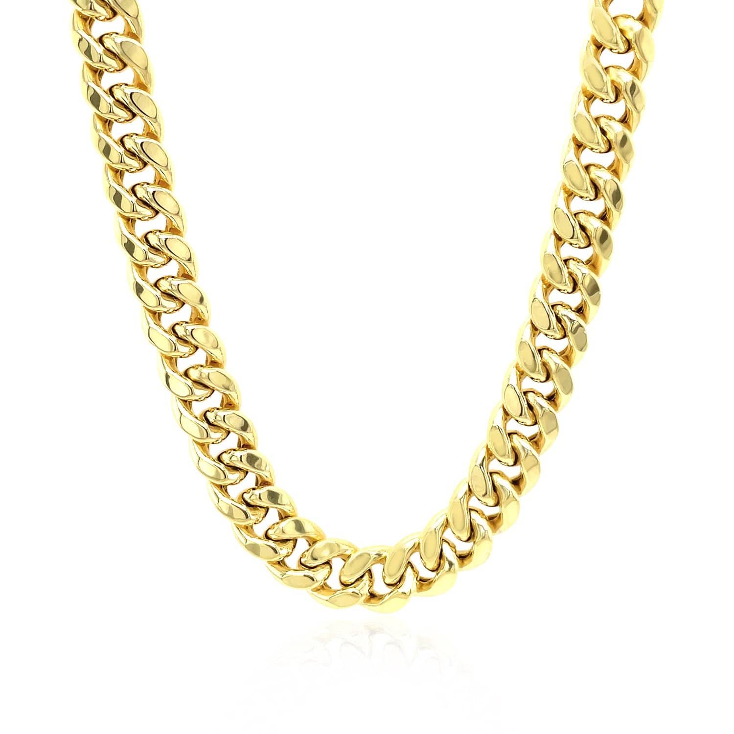 7.25mm 10k Yellow Gold Semi Solid Miami Cuban Chain |