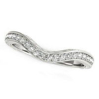 14k White Gold Milgrained Baroque Curved Diamond Wedding Ring (1/6 cttw) - Forever in Harmony