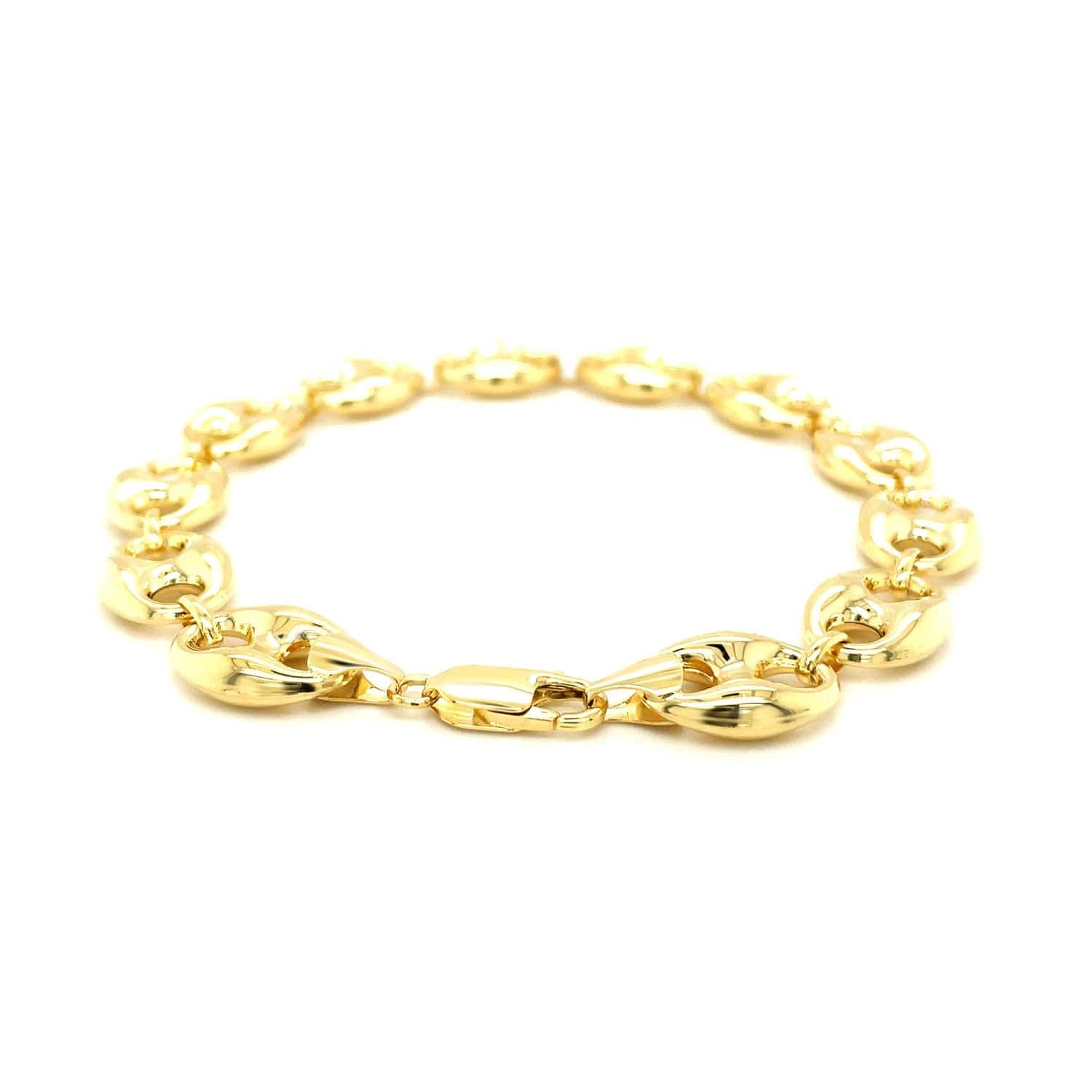 14k Yellow Gold Puffed Mariner Link Bracelet (11.00 mm) | - Forever in Harmony