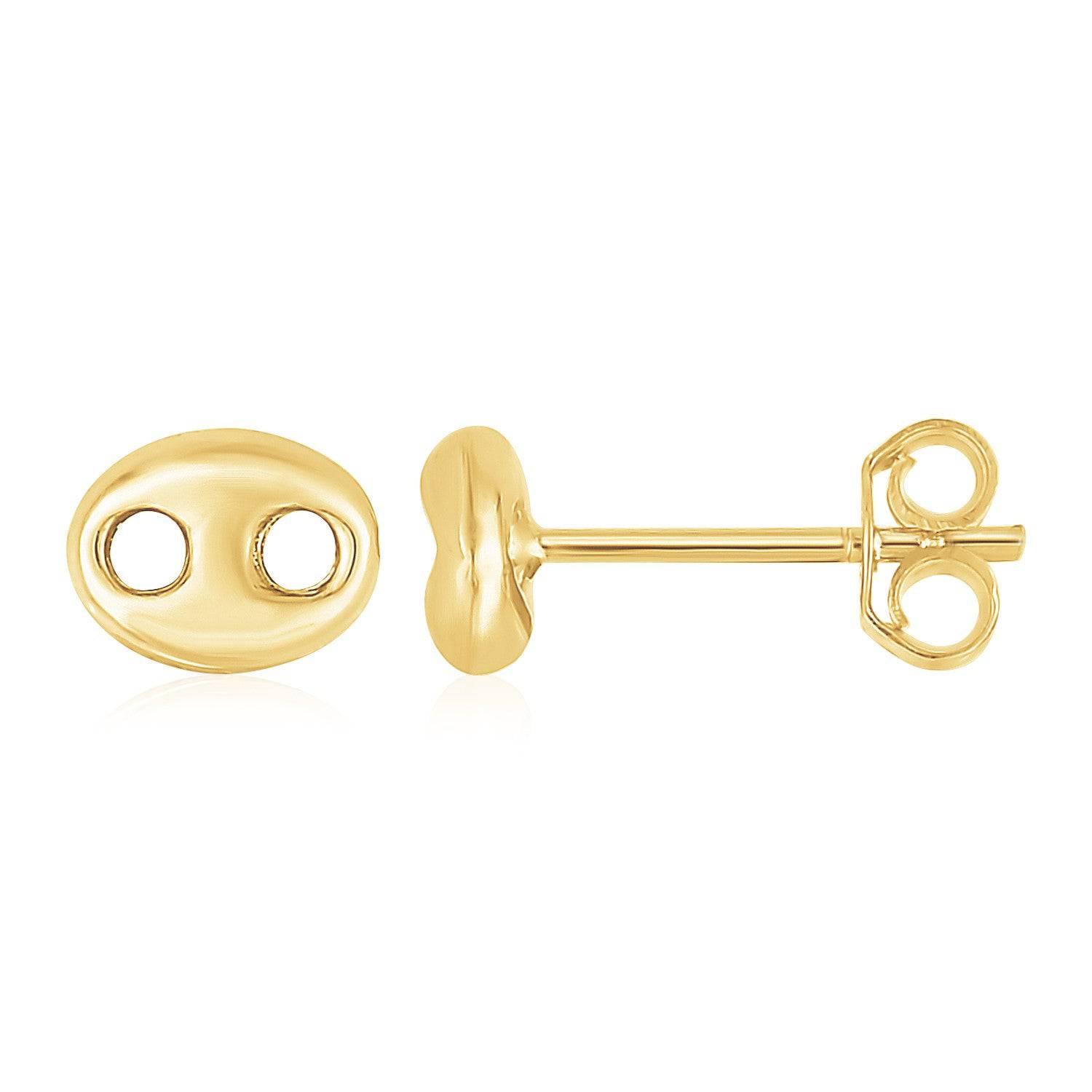 14K Yellow Gold Mariner Link Button Earrings - Forever in Harmony