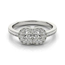 14k White Gold Two Stone Diamond Halo Ring (3/4 cttw) - Forever in Harmony