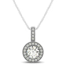 Milgrain Edge Diamond Halo Pendant in 14k White Gold (5/8 cttw) - Forever in Harmony