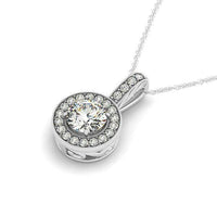 Milgrain Edge Diamond Halo Pendant in 14k White Gold (5/8 cttw) - Forever in Harmony