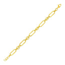 14k Yellow Gold Bracelet with Polished Rectangular Oval Links (8.20 mm) | - Forever in Harmony