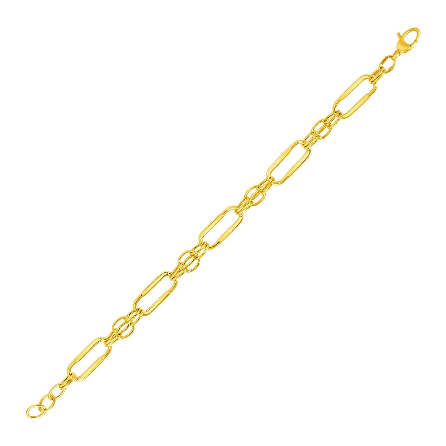 14k Yellow Gold Bracelet with Polished Rectangular Oval Links (8.20 mm) |